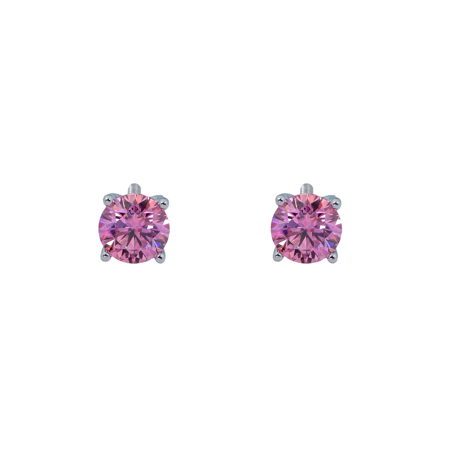 Pink VVS Moissanite 2CTW Solid 14k White Gold Screw back Womens Earrings